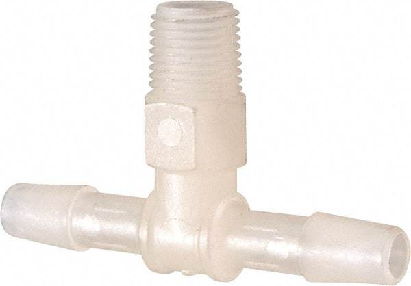 Made in USA - 1/4" Barb, 1/4, Kynar Single Barbed Tube Branch Tee - Natural, Male - Apex Tool & Supply