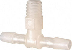Made in USA - 1/4" Barb, 1/4, Kynar Single Barbed Tube Branch Tee - Natural, Male - Apex Tool & Supply