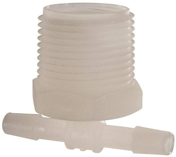 Made in USA - 1/4" Barb, 1/4, Kynar Single Barbed Tube Branch Tee - Natural, Male - Apex Tool & Supply