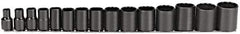 Proto - 15 Piece 1/2" Drive Socket Set - 12 Points, 3/8" to 1-1/4" Range, Inch Measurement Standard - Apex Tool & Supply