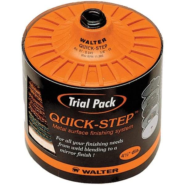 WALTER Surface Technologies - 14 Piece, 120 Grit, 4-1/2" Disc Diam, Abrasive Disc Kit - Coated, (2) Fine, (3) Coarse, (3) Medium, Super Fine Grade, Aluminum Oxide - Apex Tool & Supply