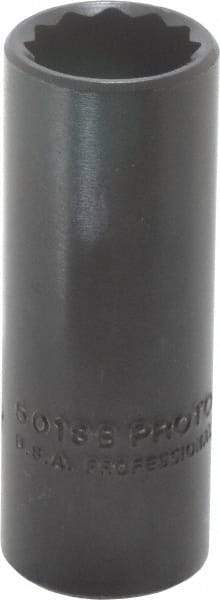 Proto - 9/16", 3/8" Drive, Deep Hand Socket - 12 Points, 2-1/8" OAL, Alloy Steel, Black Finish - Apex Tool & Supply
