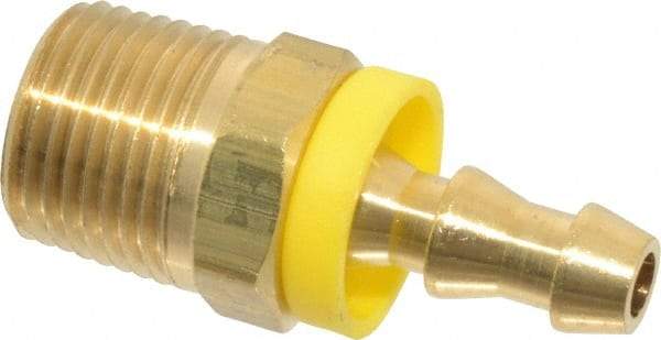 Cerro - 1/4" ID 3/8 NPTF Barbed Push On Male Connector - Brass - Apex Tool & Supply