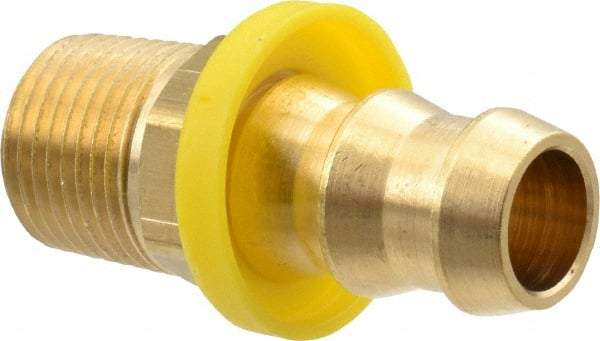 Cerro - 1/2" ID 3/8 NPTF Barbed Push On Male Connector - Brass - Apex Tool & Supply