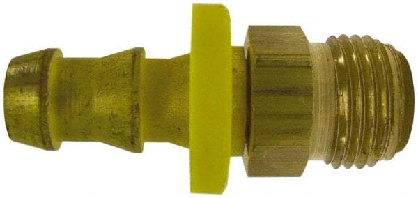 Cerro - 1/4" ID 7/16 UN Barbed Push On Male Connector - 1/4" OD, Brass - Apex Tool & Supply