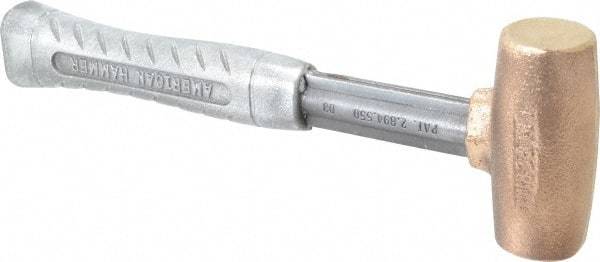 American Hammer - 3 Lb Head 1-1/2" Face Brass Head Hammer - 11-1/2" OAL, Aluminum Handle - Apex Tool & Supply