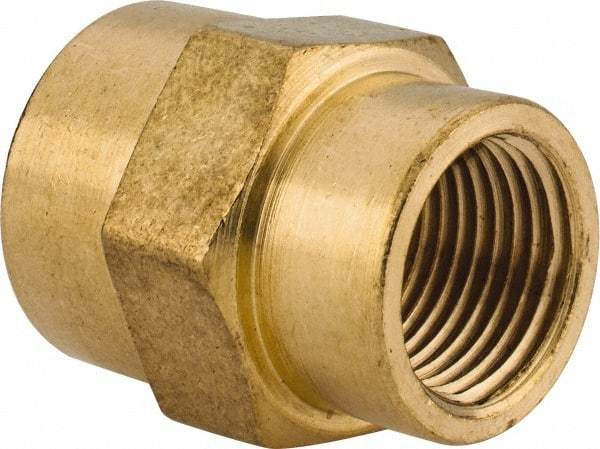 Cerro - 1/2 x 3/8 Female Thread, Brass Industrial Pipe Coupling - FNPTF, 1,200 psi - Apex Tool & Supply