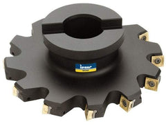 Iscar - Shell Mount B Connection, 0.37" Cutting Width, 1.41" Depth of Cut, 5" Cutter Diam, 1-1/4" Hole Diam, 12 Tooth Indexable Slotting Cutter - FSB Toolholder, Q/X/SPMT 100408PDTN Insert - Apex Tool & Supply