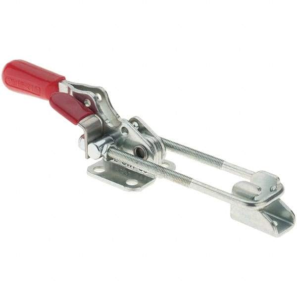 De-Sta-Co - 359 Lb Capacity, Horizontal, U Hook, Flanged Base, Carbon Steel Pull Action Latch Clamp - 1.18" Drawing Movement, 5.2323" OAL, Threaded U Hook, Straight Handle - Apex Tool & Supply