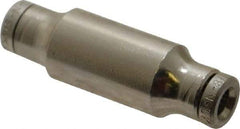 Norgren - 1/8" Outside Diam, Nickel Plated Brass Push-to-Connect Tube Union - 260 Max psi, Tube to Tube Connection - Apex Tool & Supply