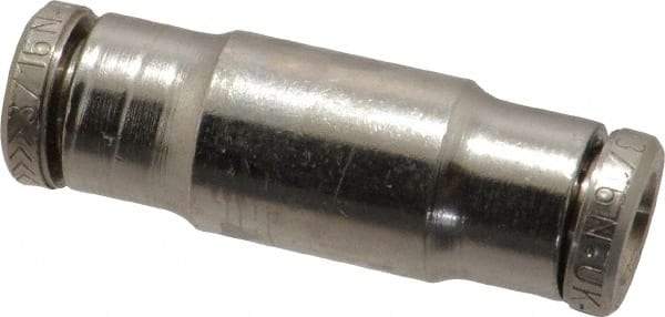 Norgren - 3/16" Outside Diam, Nickel Plated Brass Push-to-Connect Tube Union - 260 Max psi, Tube to Tube Connection - Apex Tool & Supply