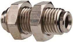 Norgren - 1/4" Outside Diam, M14x1.5, Nickel Plated Brass Push-to-Connect Bulkhead Union - 260 Max psi, Tube to Tube Connection - Apex Tool & Supply