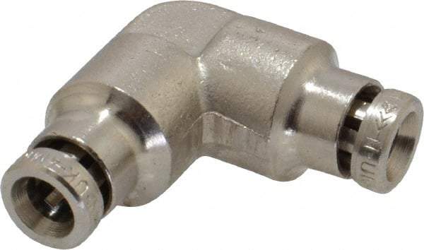 Norgren - 5/32" Outside Diam, Nickel Plated Brass Push-to-Connect Tube Union Elbow - 260 Max psi, Tube to Tube Connection - Apex Tool & Supply