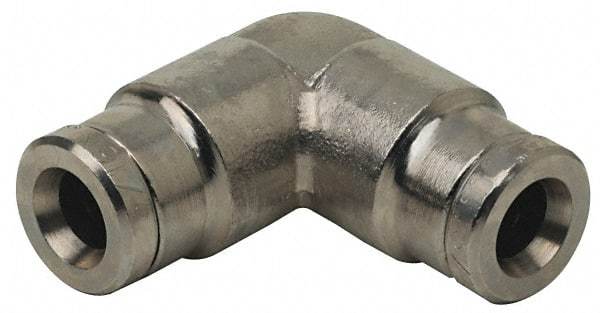 Norgren - 1/8" Outside Diam, Nickel Plated Brass Push-to-Connect Tube Union Elbow - 260 Max psi, Tube to Tube Connection - Apex Tool & Supply