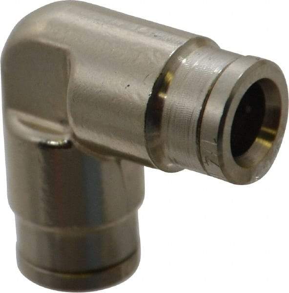 Norgren - 1/4" Outside Diam, Nickel Plated Brass Push-to-Connect Tube Union Elbow - 260 Max psi, Tube to Tube Connection - Apex Tool & Supply