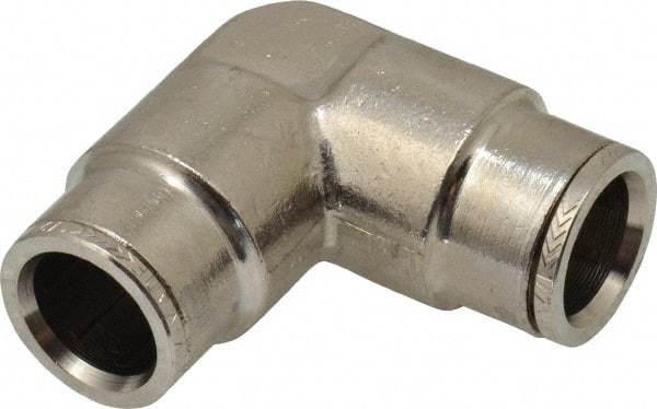 Norgren - 1/2" Outside Diam, Nickel Plated Brass Push-to-Connect Tube Union Elbow - 260 Max psi, Tube to Tube Connection - Apex Tool & Supply