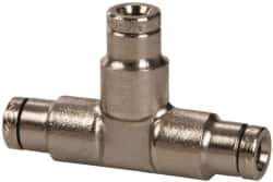 Norgren - 1/8" Outside Diam, Nickel Plated Brass Push-to-Connect Tube Union Tee - 260 Max psi, Tube to Tube Connection - Apex Tool & Supply