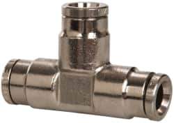 Norgren - 1/4" Outside Diam, Nickel Plated Brass Push-to-Connect Tube Union Tee - 260 Max psi, Tube to Tube Connection - Apex Tool & Supply