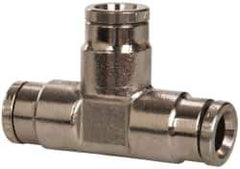 Norgren - 1/4" Outside Diam, Nickel Plated Brass Push-to-Connect Tube Union Tee - 260 Max psi, Tube to Tube Connection - Apex Tool & Supply