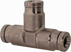 Norgren - 3/16" Outside Diam, Nickel Plated Brass Push-to-Connect Tube Union Tee - 260 Max psi, Tube to Tube Connection - Apex Tool & Supply