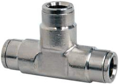 Norgren - 3/8" Outside Diam, Nickel Plated Brass Push-to-Connect Tube Union Tee - 260 Max psi, Tube to Tube Connection - Apex Tool & Supply