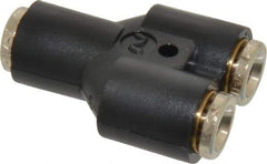 Norgren - 1/4" Tube OD, Nickel Plated Brass Push-to-Connect Tube Union Y - Tube to Tube Connection, 260 Max psi - Apex Tool & Supply