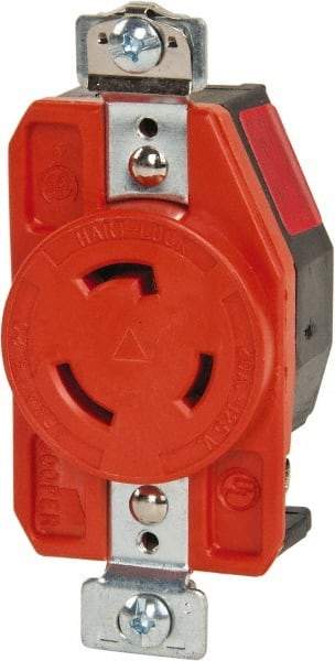 Cooper Wiring Devices - 125 VAC, 20 Amp, L5-20R NEMA, Isolated Ground Receptacle - 2 Poles, 3 Wire, Female End, Orange - Apex Tool & Supply