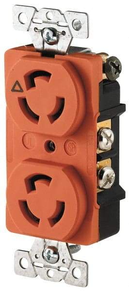 Cooper Wiring Devices - 125 VAC, 15 Amp, L5-15R NEMA, Isolated Ground Receptacle - 2 Poles, 3 Wire, Female End, Orange - Apex Tool & Supply