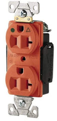 Cooper Wiring Devices - 125 VAC, 20 Amp, 5-20R NEMA Configuration, Orange, Hospital Grade, Isolated Ground Duplex Receptacle - 1 Phase, 2 Poles, 3 Wire, Flush Mount, Chemical, Heat and Impact Resistant - Apex Tool & Supply