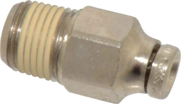 Norgren - 5/32" Tube OD, 1/8 NPTF Nickel Plated Brass Push-to-Connect Tube Male Connector - Tube to Male NPT Connection, 260 Max psi - Apex Tool & Supply