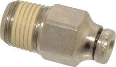Norgren - 5/32" Tube OD, 1/8 NPTF Nickel Plated Brass Push-to-Connect Tube Male Connector - Tube to Male NPT Connection, 260 Max psi - Apex Tool & Supply
