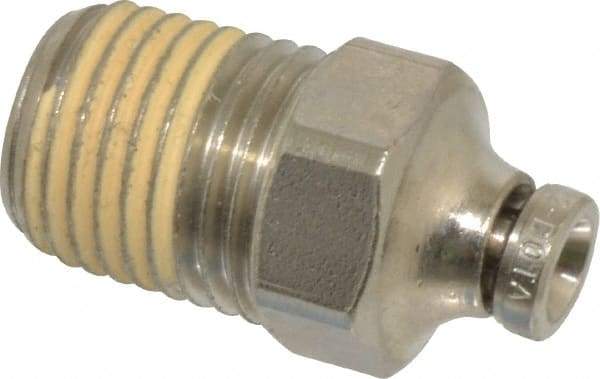 Norgren - 5/32" Tube OD, 1/4 NPTF Nickel Plated Brass Push-to-Connect Tube Male Connector - Tube to Male NPT Connection, 260 Max psi - Apex Tool & Supply