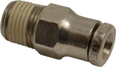 Norgren - 1/8 NPTF, Nickel Plated Brass Push-to-Connect Tube Male Connector - 260 Max psi, Tube to Male NPT Connection - Apex Tool & Supply