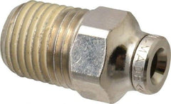 Norgren - 1/4 NPTF, Nickel Plated Brass Push-to-Connect Tube Male Connector - 260 Max psi, Tube to Male NPT Connection - Apex Tool & Supply