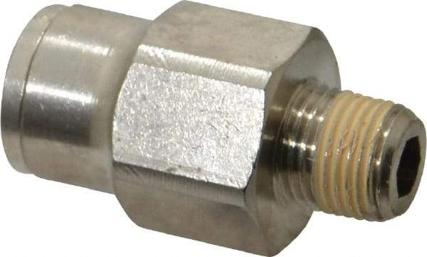 Norgren - 1/8 NPTF, Nickel Plated Brass Push-to-Connect Tube Male Connector - 260 Max psi, Tube to Male NPT Connection - Apex Tool & Supply