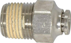 Norgren - 1/2 NPTF, Nickel Plated Brass Push-to-Connect Tube Male Connector - 260 Max psi, Tube to Male NPT Connection - Apex Tool & Supply