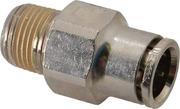 Norgren - 3/8 NPTF, Nickel Plated Brass Push-to-Connect Tube Male Connector - 260 Max psi, Tube to Male NPT Connection - Apex Tool & Supply