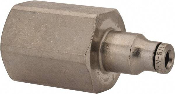 Norgren - 1/4 NPTF, Nickel Plated Brass Push-to-Connect Tube Female Connector - 260 Max psi, Tube to Male NPT Connection - Apex Tool & Supply