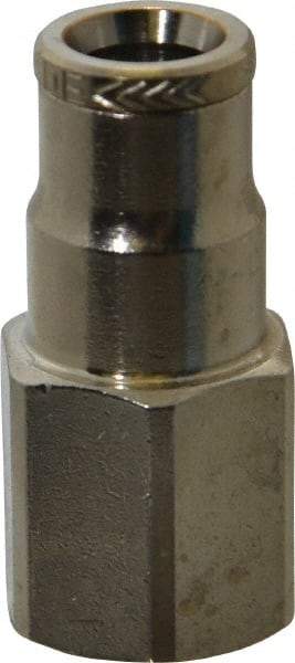 Norgren - 1/8 NPTF, Nickel Plated Brass Push-to-Connect Tube Female Connector - 260 Max psi, Tube to Male NPT Connection - Apex Tool & Supply