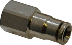 Norgren - 1/8 NPTF, Nickel Plated Brass Push-to-Connect Tube Female Connector - 260 Max psi, Tube to Male NPT Connection - Apex Tool & Supply