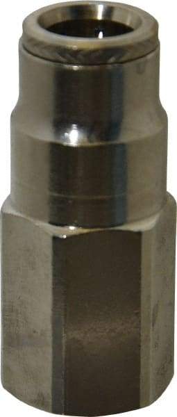 Norgren - 1/4 NPTF, Nickel Plated Brass Push-to-Connect Tube Female Connector - 260 Max psi, Tube to Male NPT Connection - Apex Tool & Supply