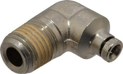 Norgren - 1/4 NPTF, Nickel Plated Brass Push-to-Connect Tube Male Elbow - 260 Max psi, Tube to Male NPT Connection - Apex Tool & Supply