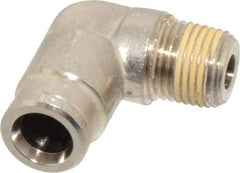 Norgren - 1/8 NPTF, Nickel Plated Brass Push-to-Connect Tube Male Elbow - 260 Max psi, Tube to Male NPT Connection - Apex Tool & Supply