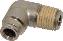 Norgren - 1/4 NPTF, Nickel Plated Brass Push-to-Connect Tube Male Elbow - 260 Max psi, Tube to Male NPT Connection - Apex Tool & Supply