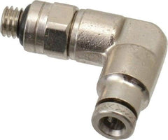 Norgren - 10-32 UNF, Nickel Plated Brass Push-to-Connect Tube Male Swivel Elbow - 260 Max psi, Tube to Male UNF Connection - Apex Tool & Supply
