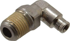 Norgren - 1/4 NPTF, Nickel Plated Brass Push-to-Connect Tube Male Swivel Elbow - 260 Max psi, Tube to Male NPT Connection - Apex Tool & Supply