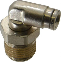 Norgren - 3/8 NPTF, Nickel Plated Brass Push-to-Connect Tube Male Swivel Elbow - 260 Max psi, Tube to Male NPT Connection - Apex Tool & Supply