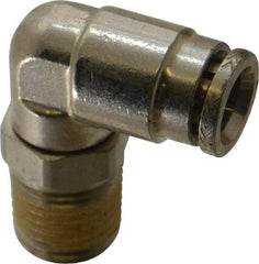 Norgren - 1/4 NPTF, Nickel Plated Brass Push-to-Connect Tube Male Swivel Elbow - 260 Max psi, Tube to Male NPT Connection - Apex Tool & Supply