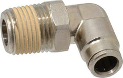 Norgren - 1/2 NPTF, Nickel Plated Brass Push-to-Connect Tube Male Swivel Elbow - 260 Max psi, Tube to Male NPT Connection - Apex Tool & Supply