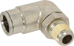 Norgren - 1/4 NPTF, Nickel Plated Brass Push-to-Connect Tube Male Swivel Elbow - 260 Max psi, Tube to Male NPT Connection - Apex Tool & Supply